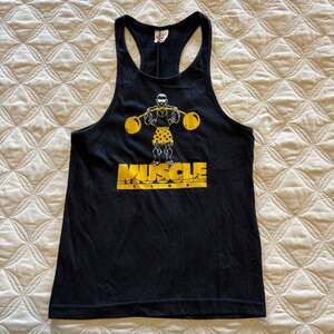 Vintage Olympic Muscle Club Graphic Racerback Tank Top Black Men's Medium